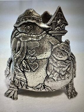 Carson Pewter Vintage 1999 Candle Holder Snowman Xmas 3D Jar Pillar